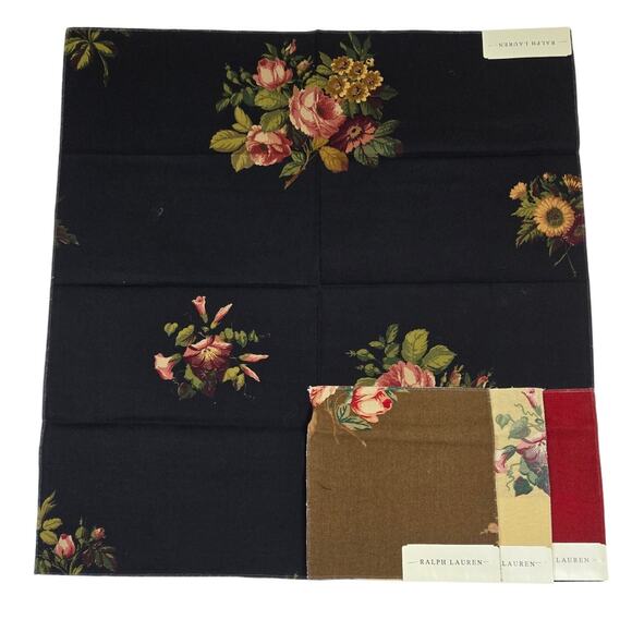 Ralph Lauren Other - VTG Ralph Lauren Upholstery Fabric Remnant Greenwich Floral Onyx 27x27 0752